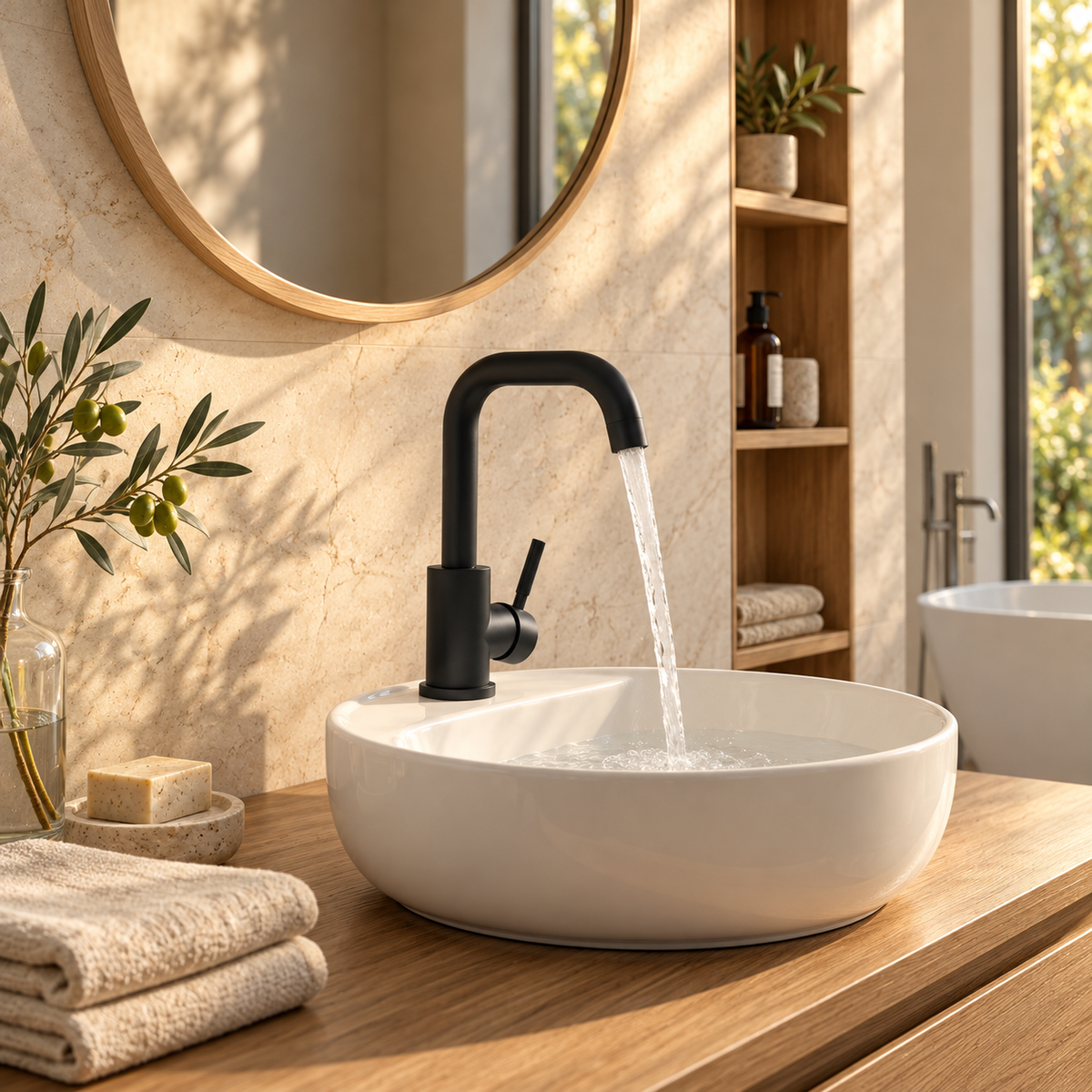 Capri Bathroom Sink Faucet Stainless Steel 360° Swivel