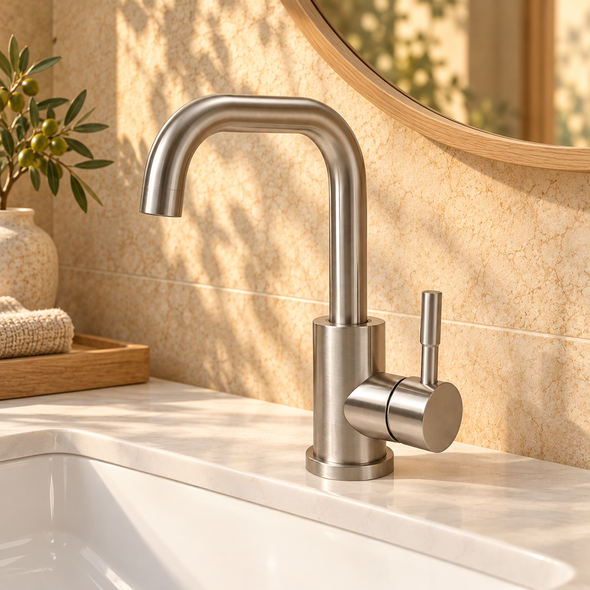Capri Bathroom Sink Faucet Stainless Steel 360° Swivel