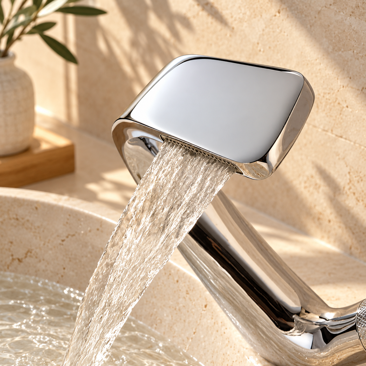 Perla Waterfall Bathroom Sink Faucet Single Lever Mixer