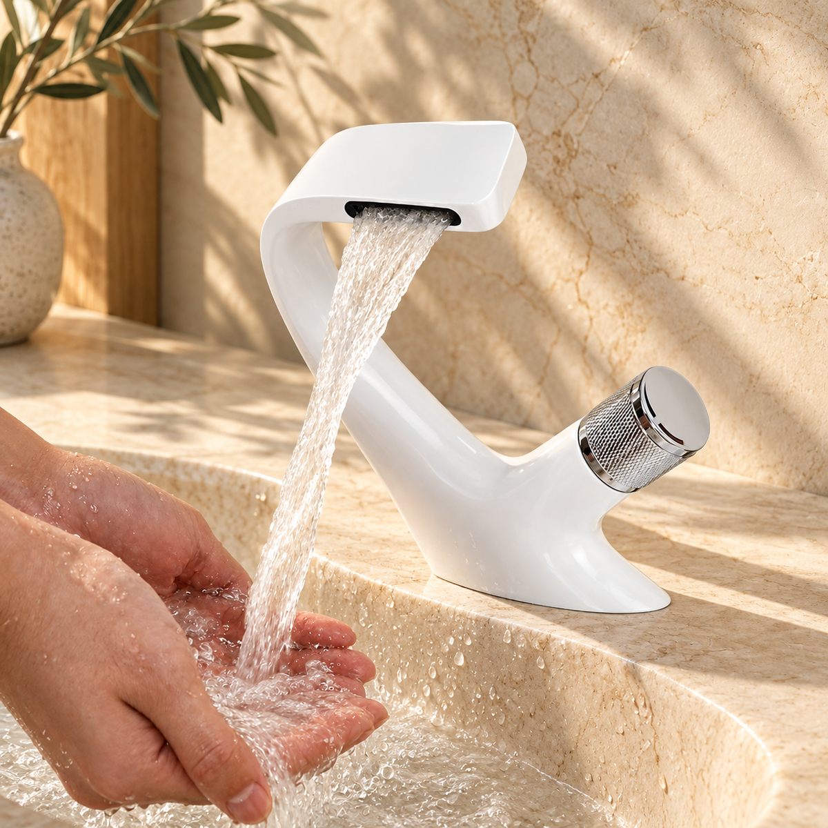 Perla Waterfall Bathroom Sink Faucet Single Lever Mixer