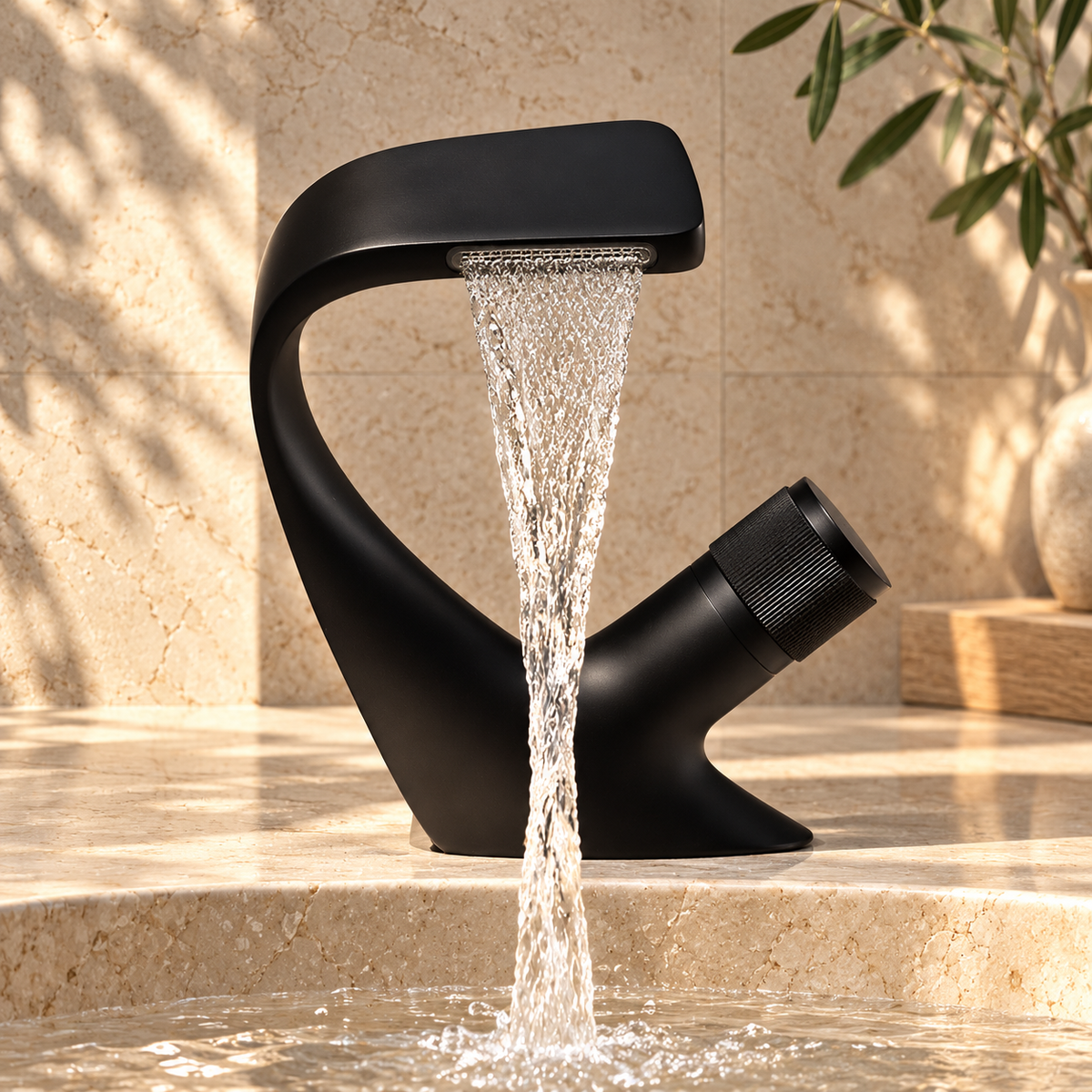 Perla Waterfall Bathroom Sink Faucet Single Lever Mixer