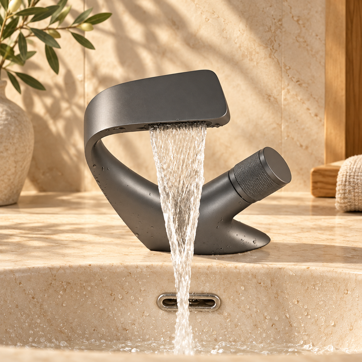 Perla Waterfall Bathroom Sink Faucet Single Lever Mixer