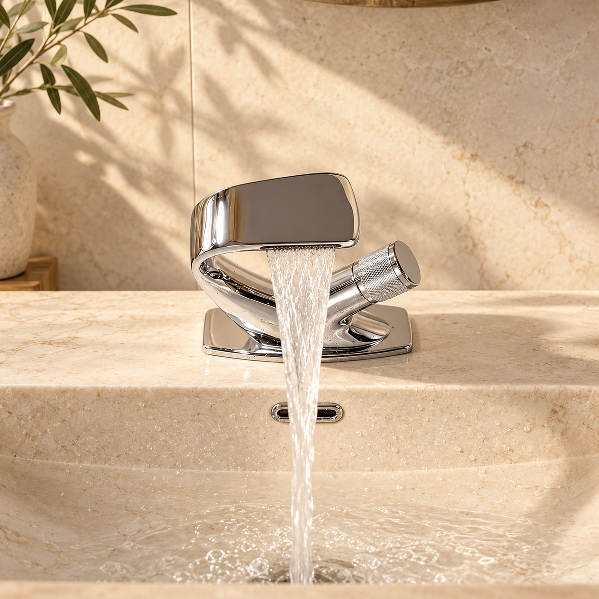 Perla Waterfall Bathroom Sink Faucet Single Lever Mixer