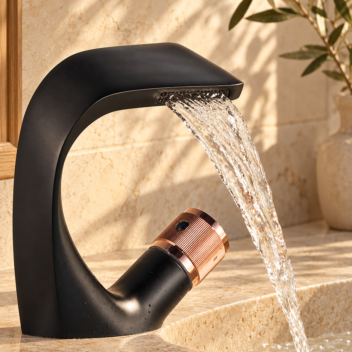 Perla Waterfall Bathroom Sink Faucet Single Lever Mixer