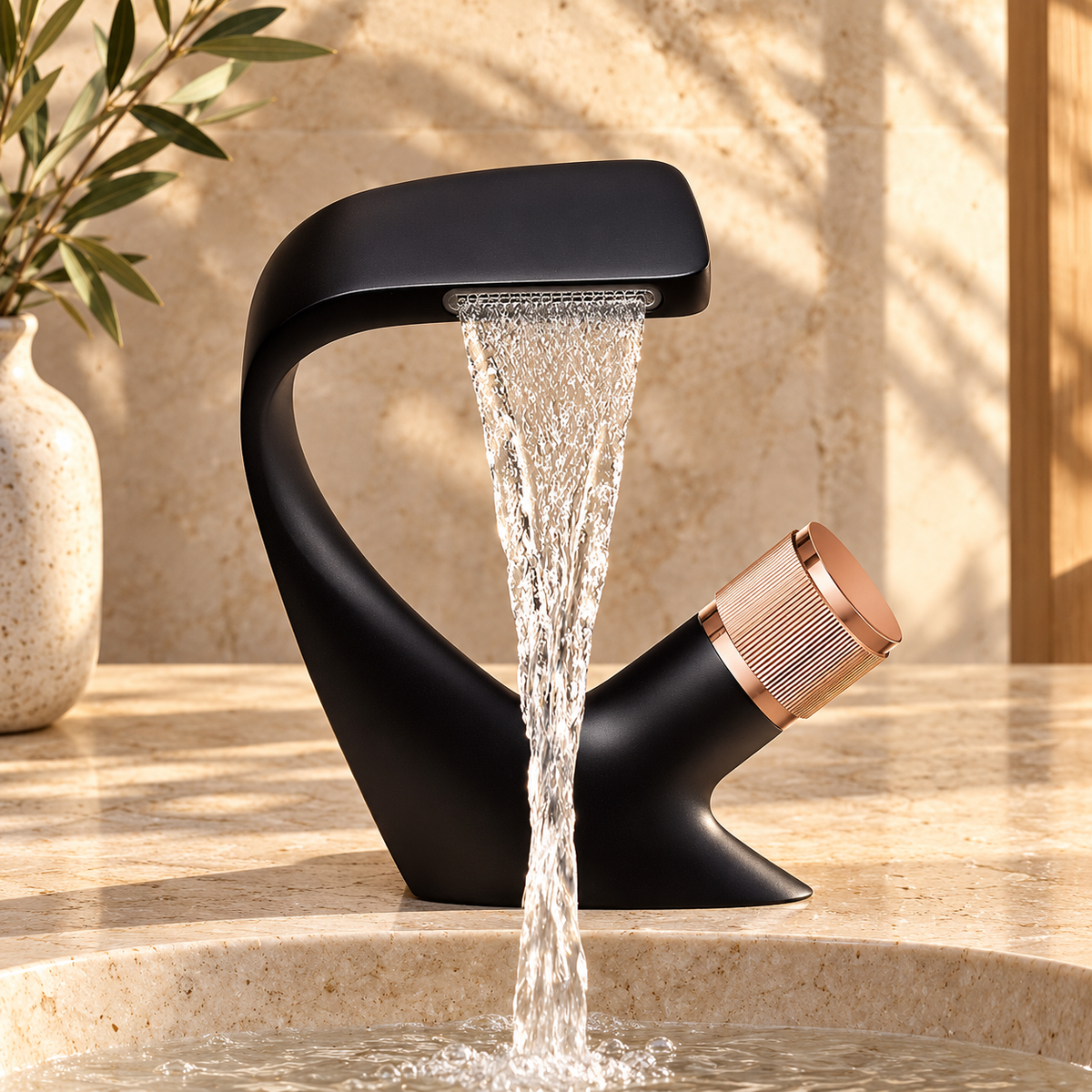 Perla Waterfall Bathroom Sink Faucet Single Lever Mixer