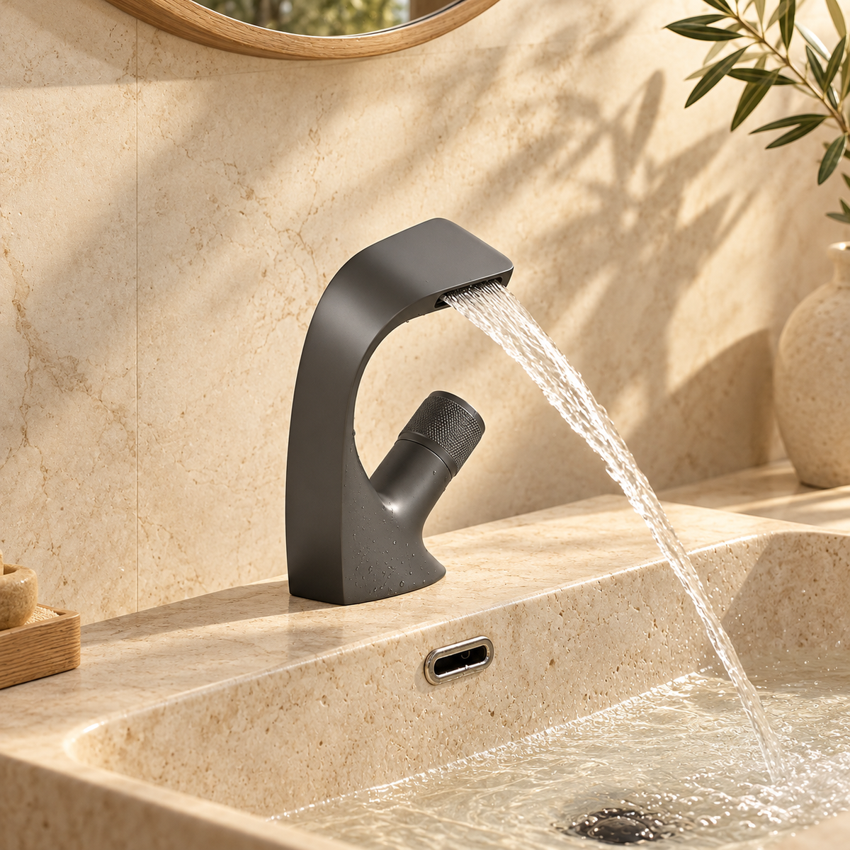 Perla Waterfall Bathroom Sink Faucet Single Lever Mixer