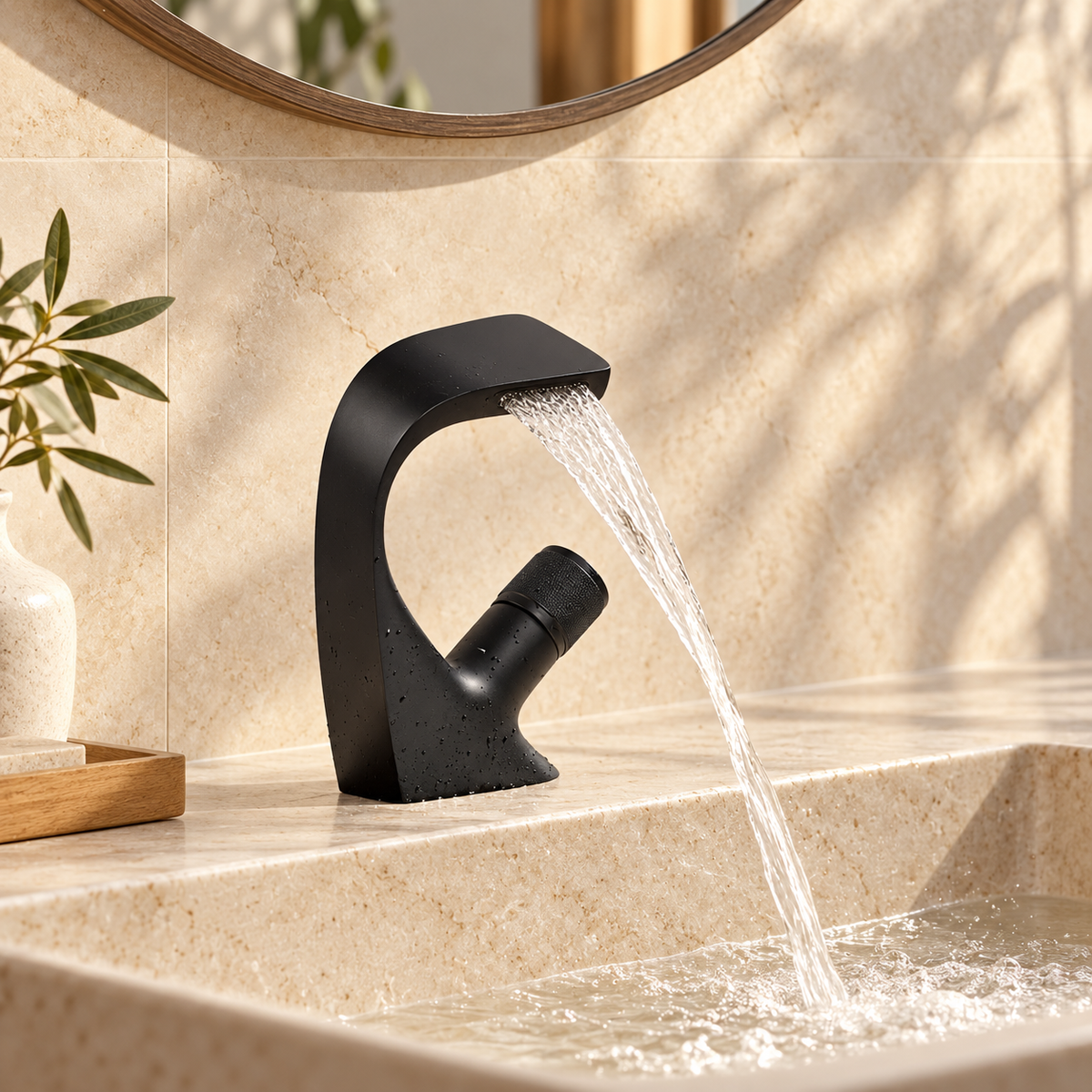 Perla Waterfall Bathroom Sink Faucet Single Lever Mixer