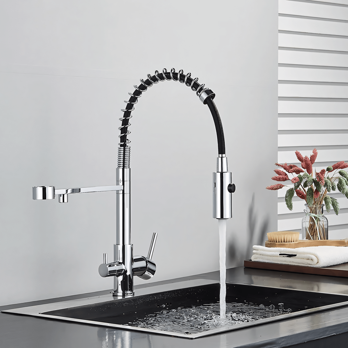 Padova 3-Way Kitchen Faucet Solid Brass with Pull-Out Sprayer