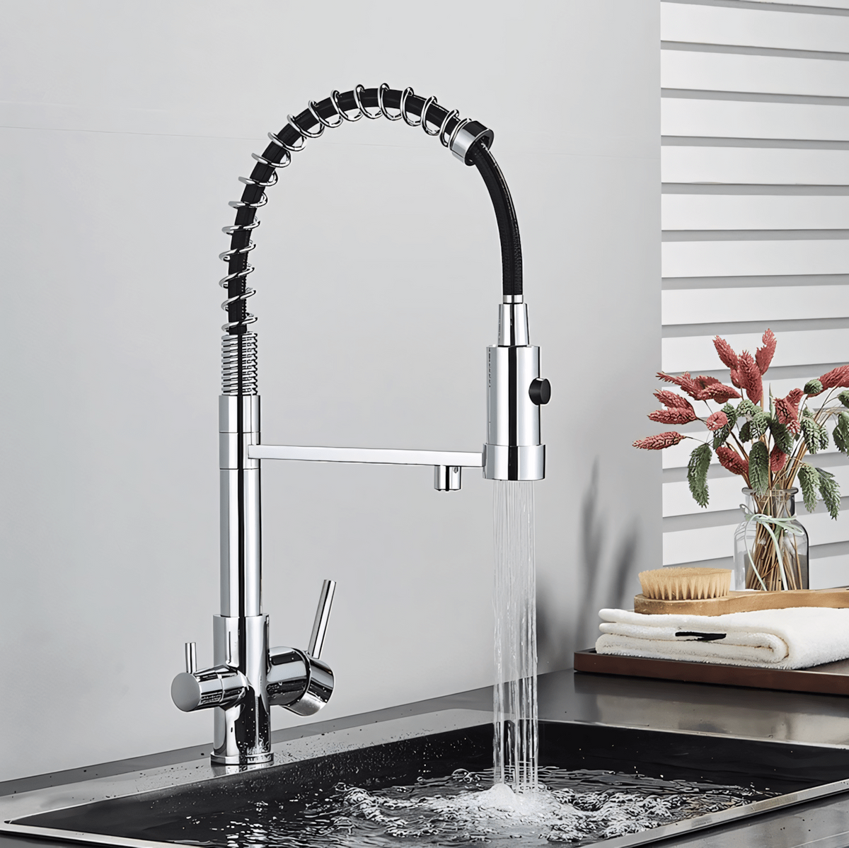 Padova 3-Way Kitchen Faucet Solid Brass with Pull-Out Sprayer