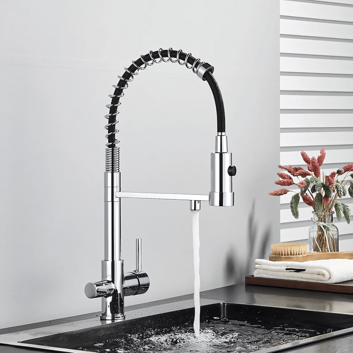 Padova 3-Way Kitchen Faucet Solid Brass with Pull-Out Sprayer
