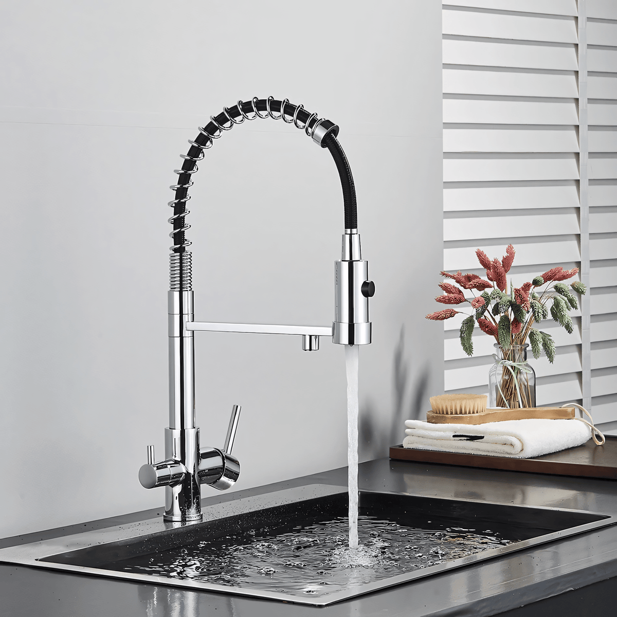 Padova 3-Way Kitchen Faucet Solid Brass with Pull-Out Sprayer