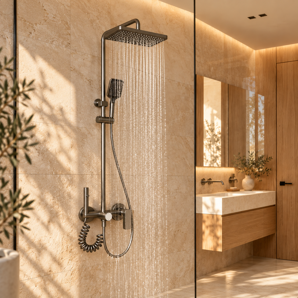 Taormina Shower Column System Chrome Rainfall