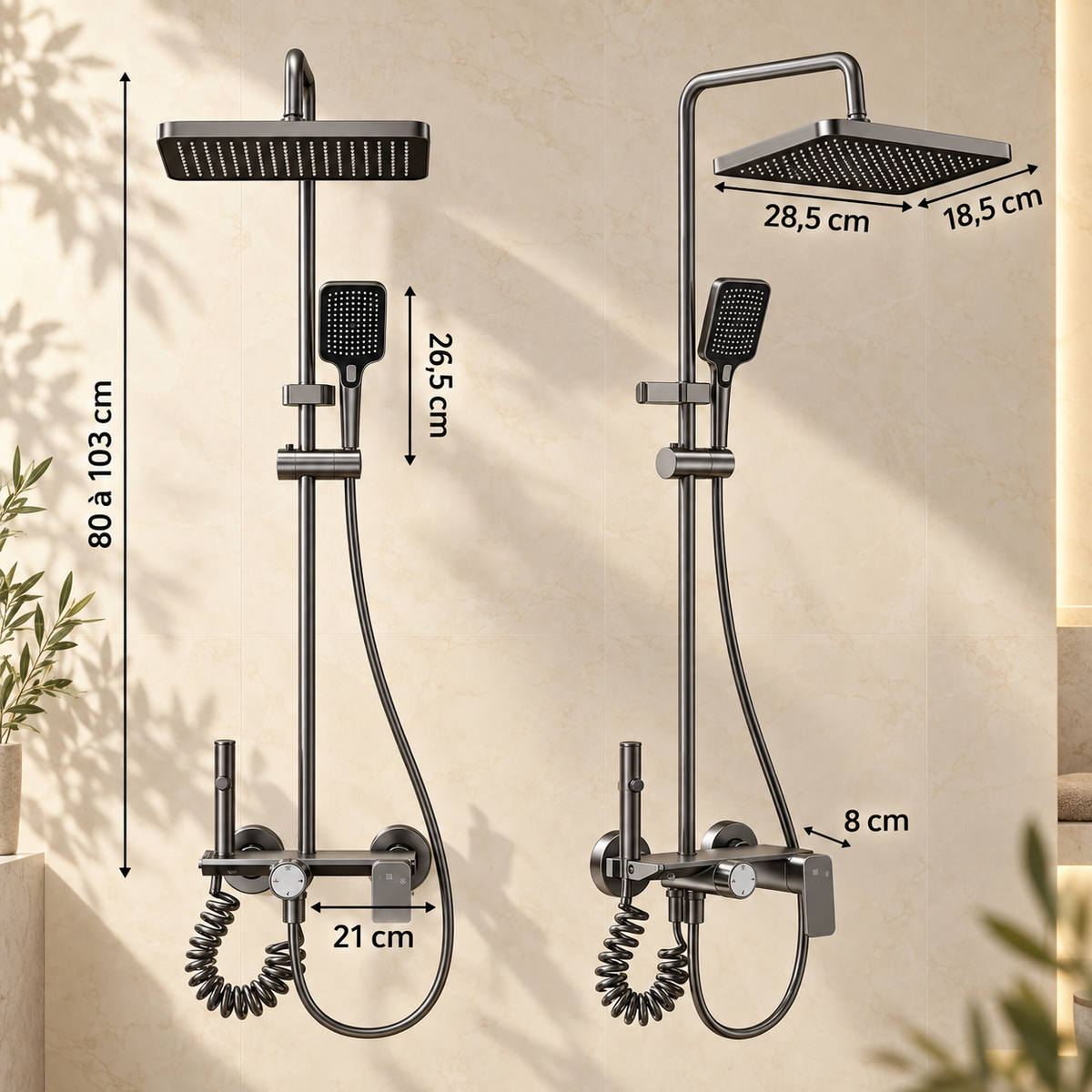 Taormina Shower Column System Chrome Rainfall