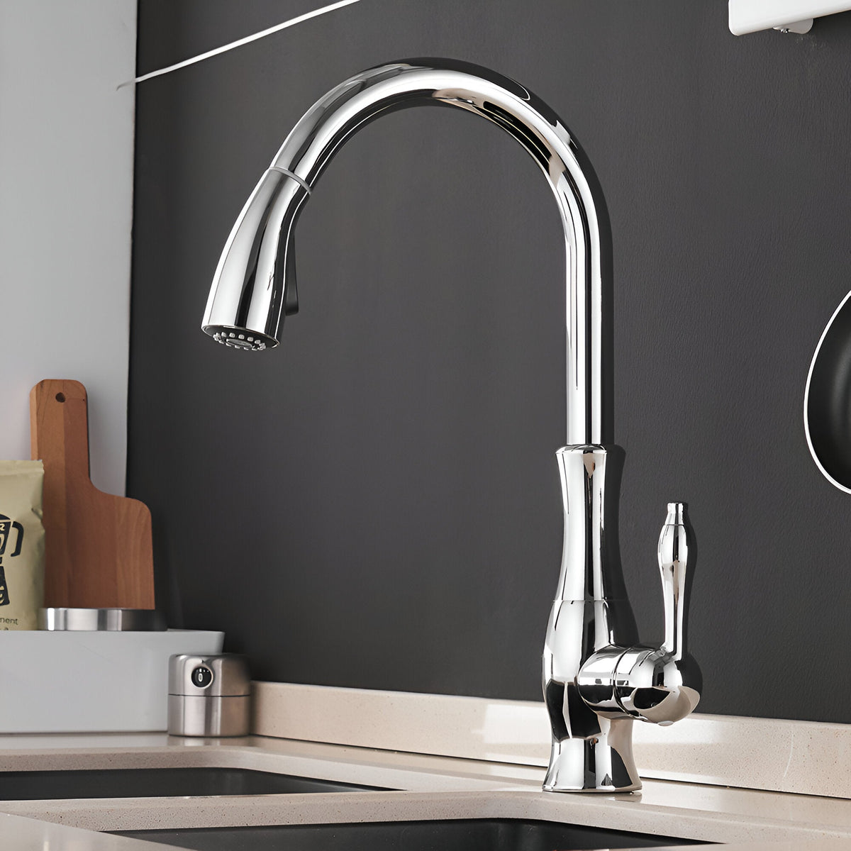 Brescia Kitchen Sink Faucet Solid Brass with Pull-Out Sprayer