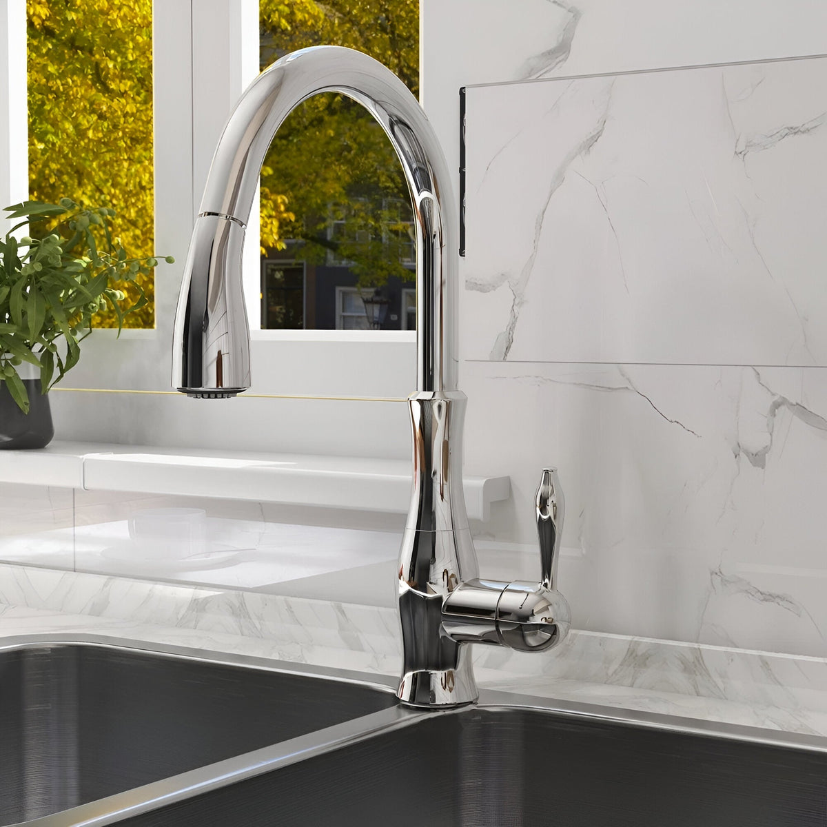 Brescia Kitchen Sink Faucet Solid Brass with Pull-Out Sprayer