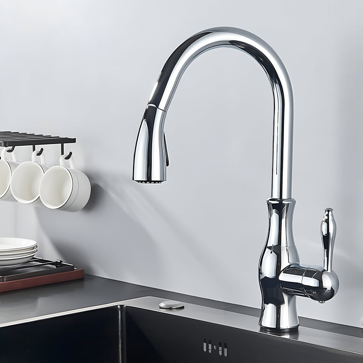Brescia Kitchen Sink Faucet Solid Brass with Pull-Out Sprayer