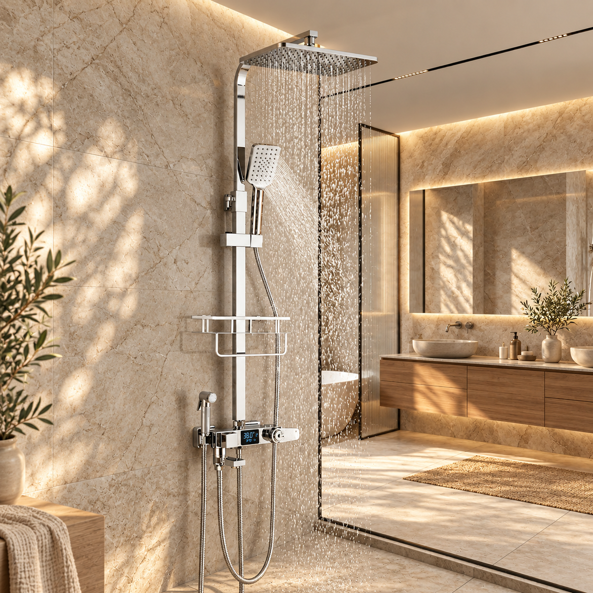 Conegliano Shower Column System Solid Brass Rainfall