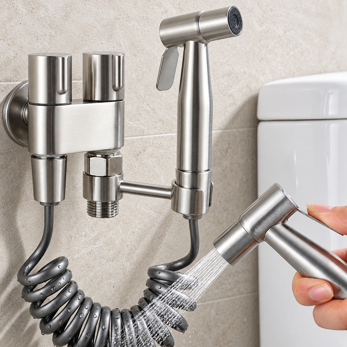 Camogli Bidet Sprayer Kit Stainless Steel for Toilet