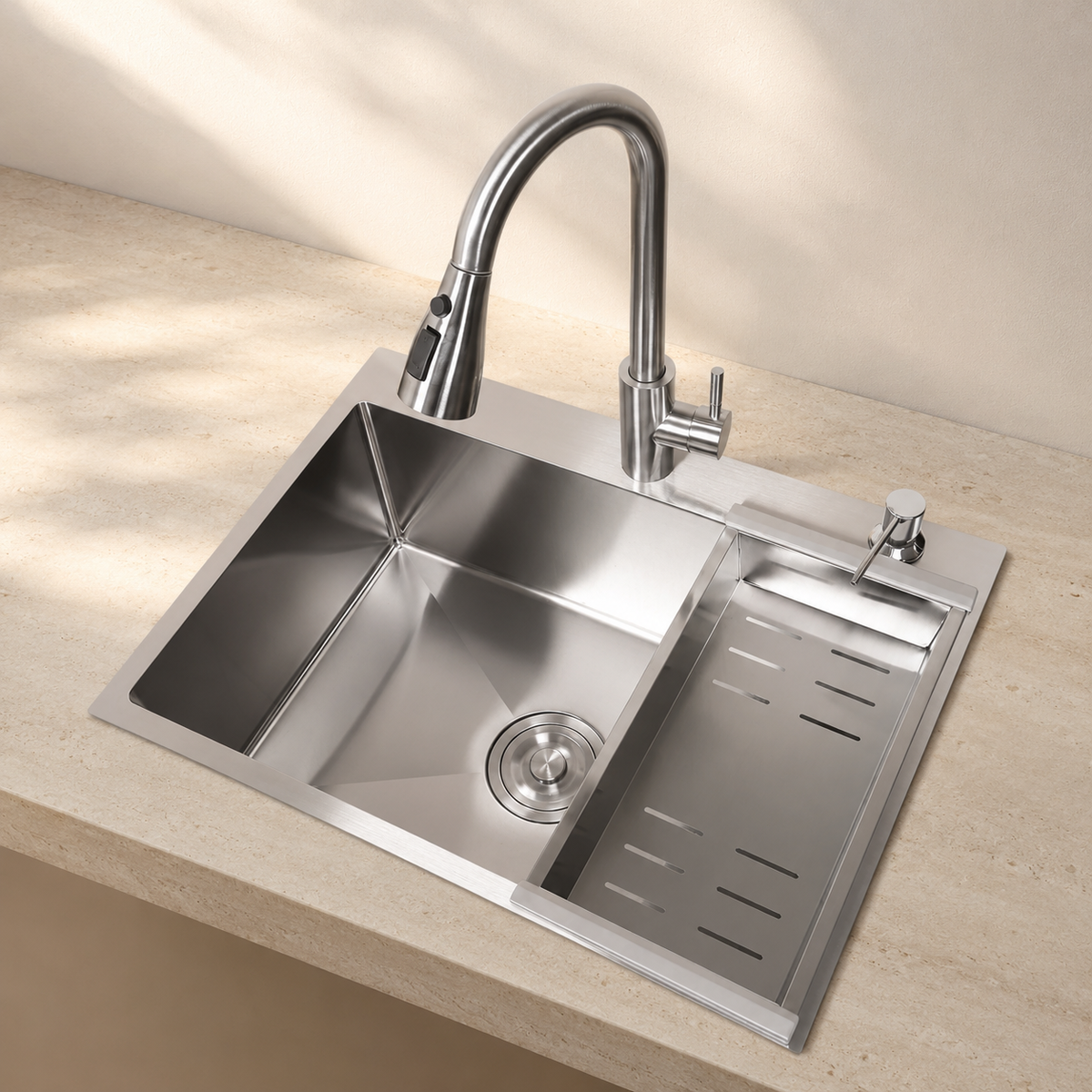 Bologna Kitchen Sink with Mixer Tap Stainless Steel