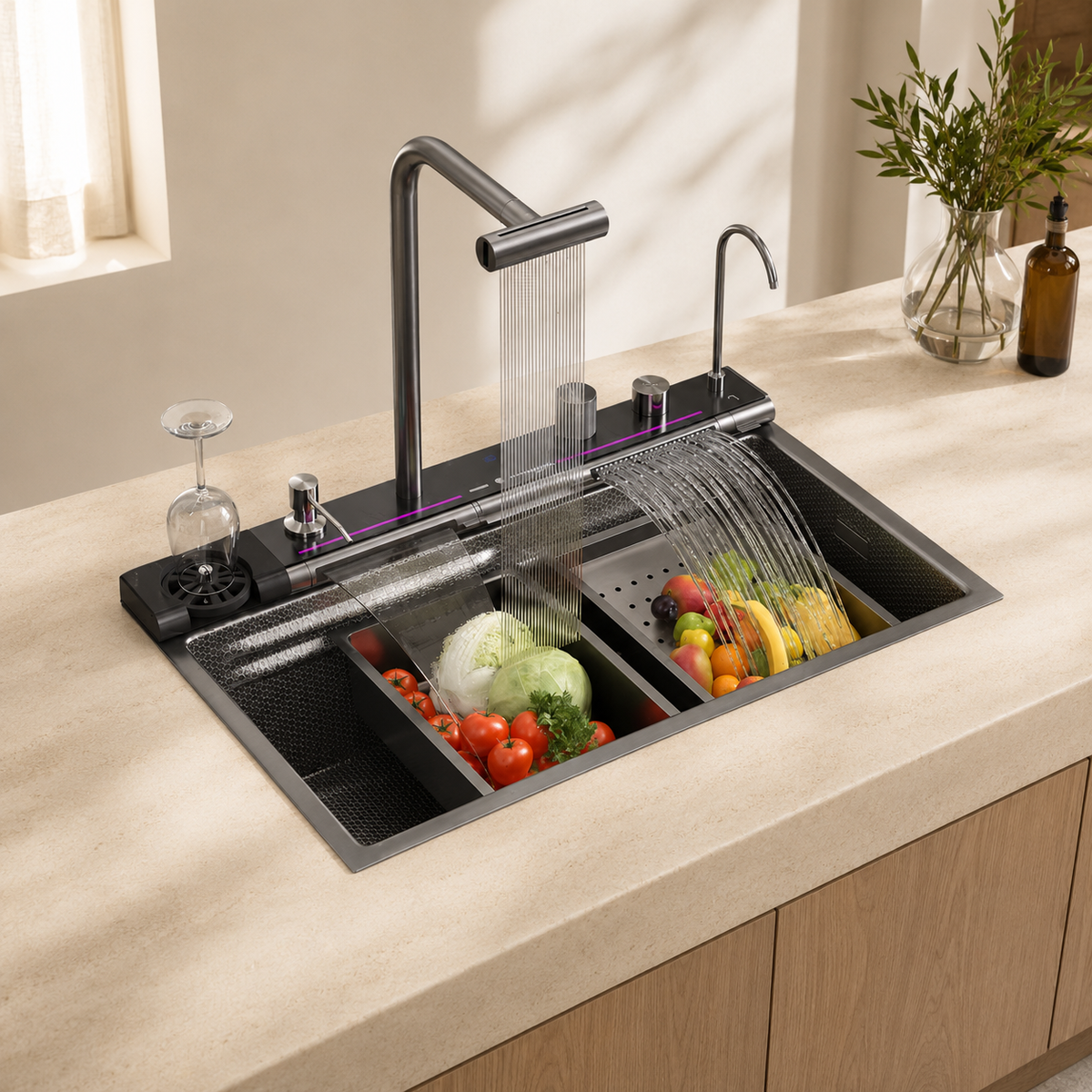 Como Kitchen Sink Solid Brass with Pull-Out Sprayer
