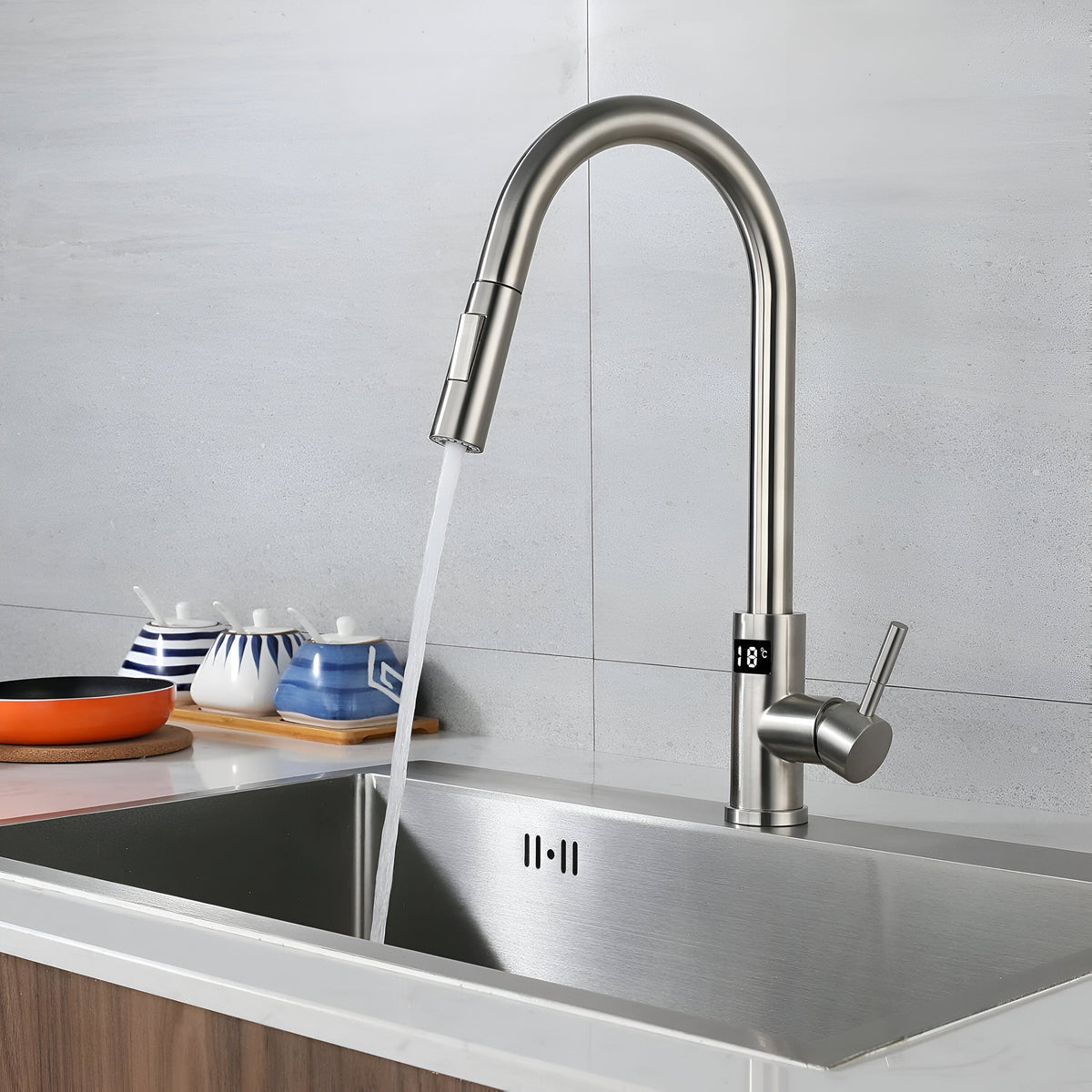 Positano 3-Way Kitchen Faucet with Pull-Out Sprayer