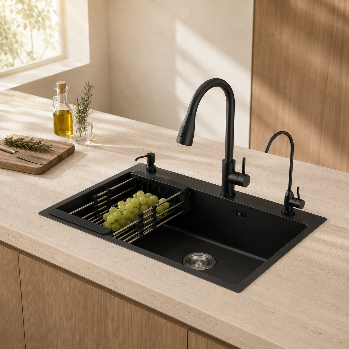 Vulcano Kitchen Sink Stainless Steel Workstation with Faucet