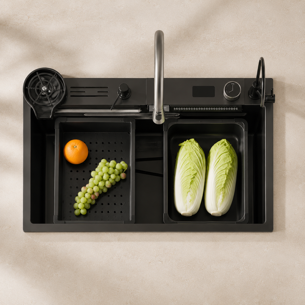 Riflesso Kitchen Sink Stainless Steel Workstation Waterfall