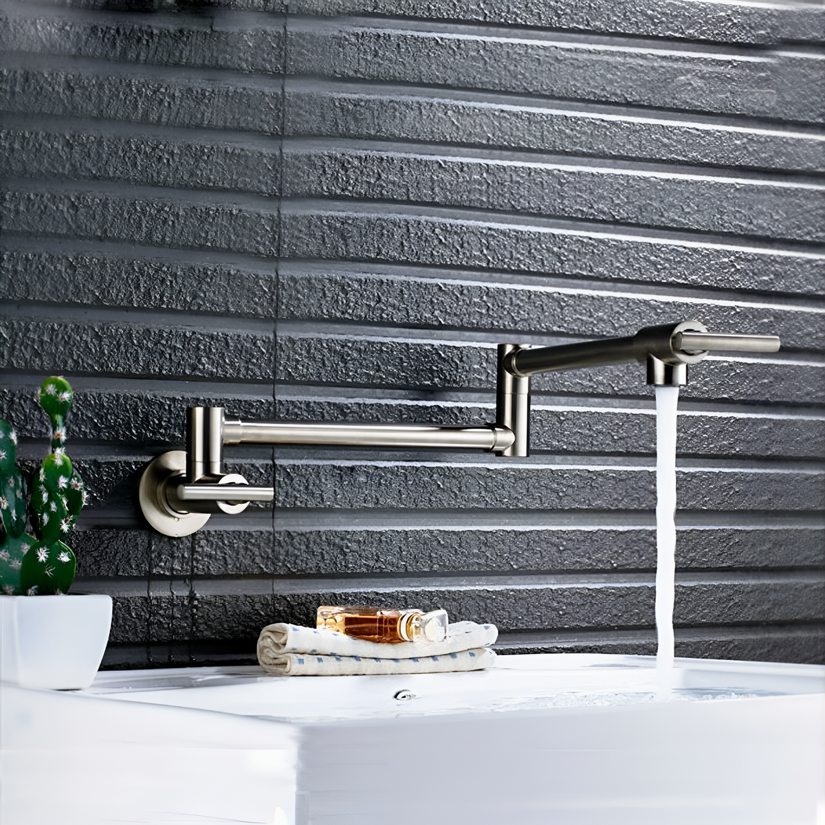 Bolzano Wall-Mounted Kitchen Faucet Solid Brass Swivel Spout