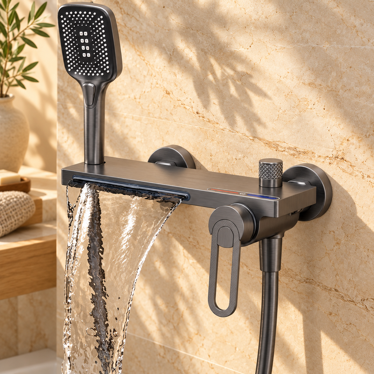 Trento Shower Head System Solid Brass with Shelf