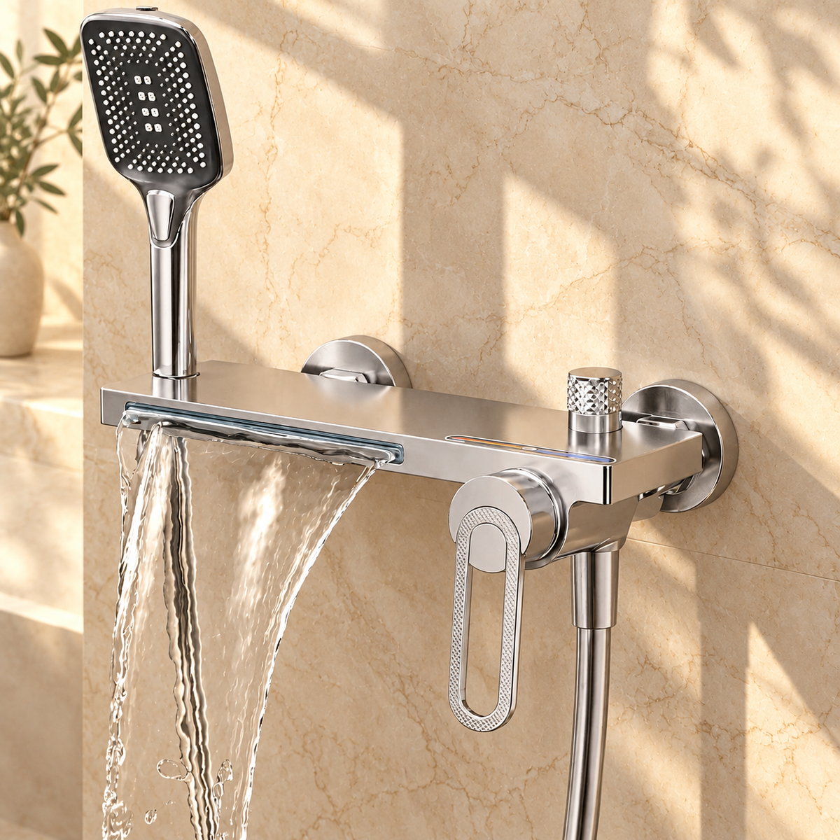 Trento Shower Head System Solid Brass with Shelf