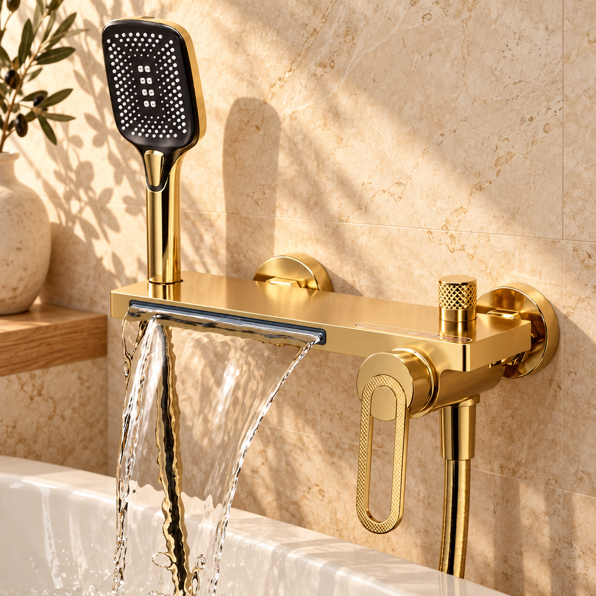 Trento Shower Head System Solid Brass with Shelf