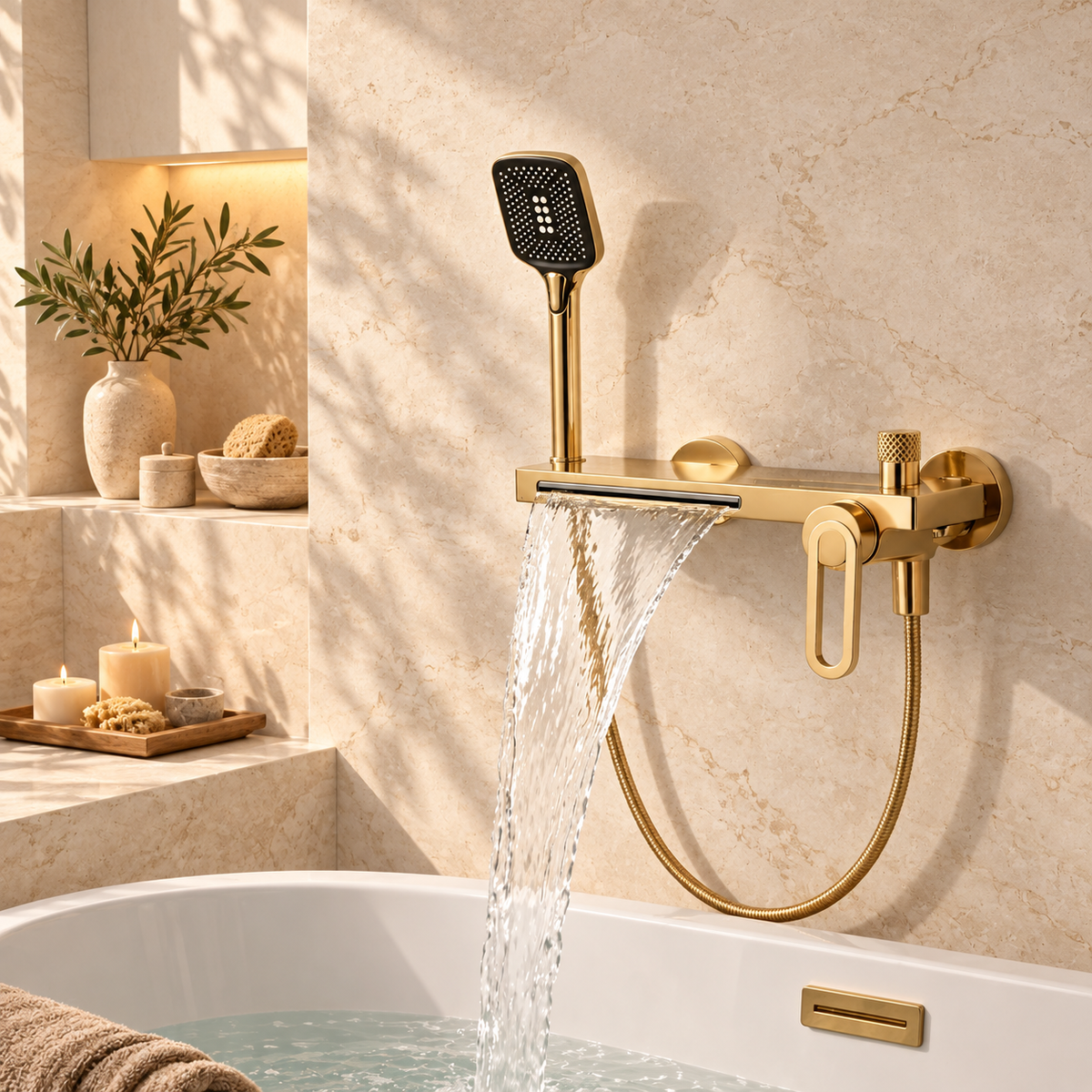 Trento Shower Head System Solid Brass with Shelf