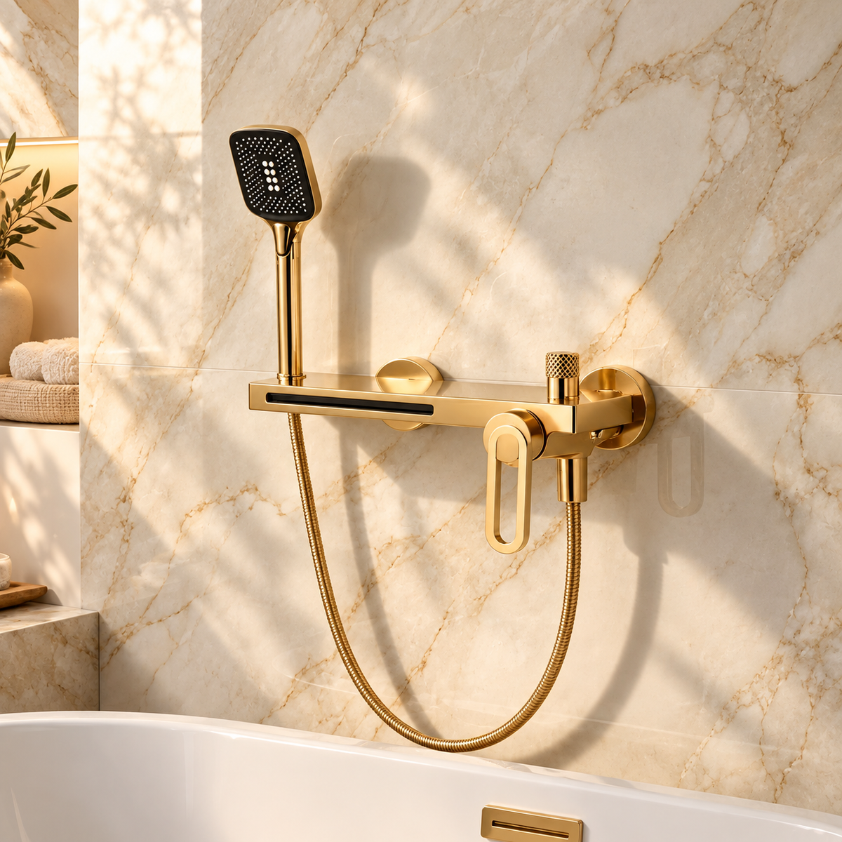 Trento Shower Head System Solid Brass with Shelf
