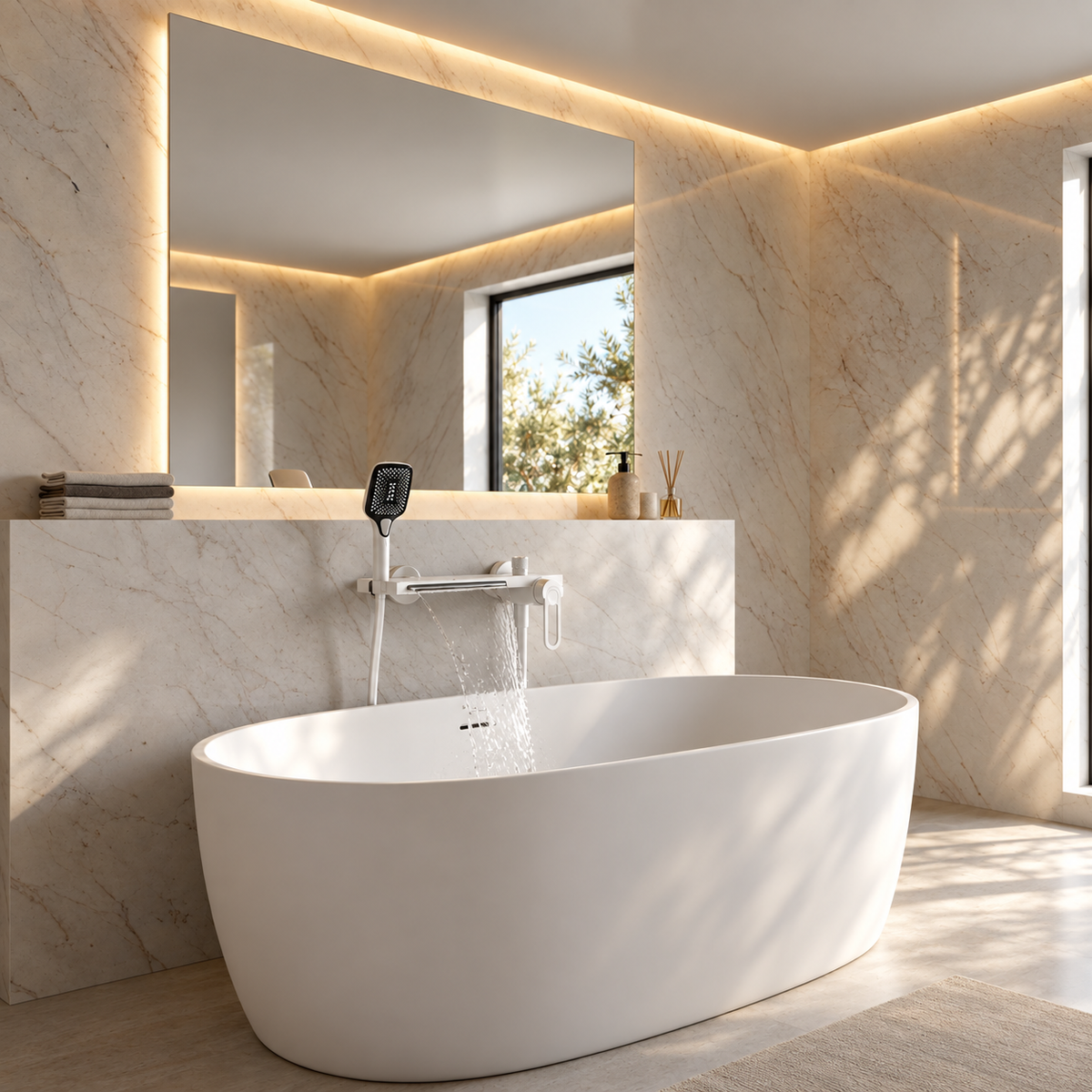 Trento Shower Head System Solid Brass with Shelf