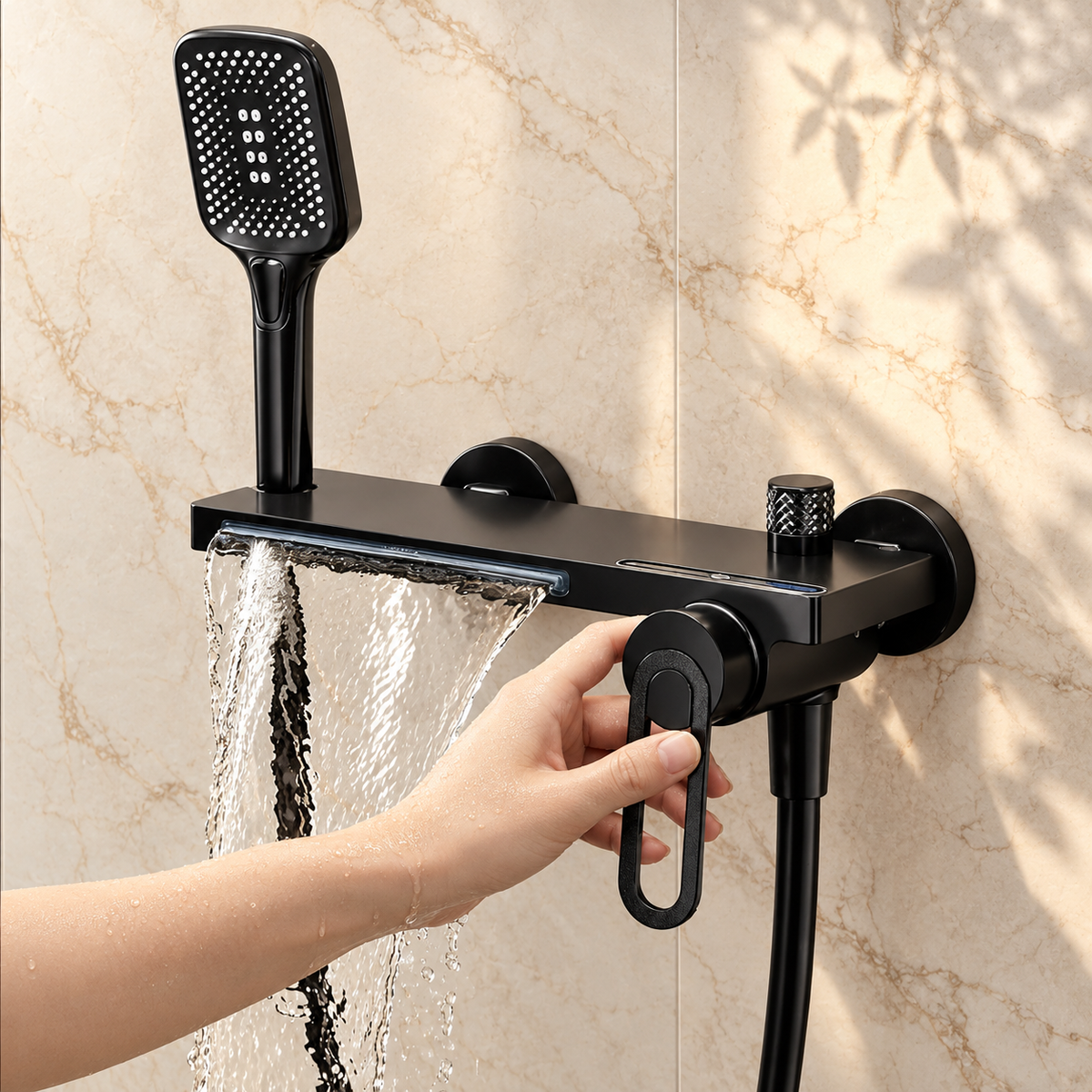 Trento Shower Head System Solid Brass with Shelf