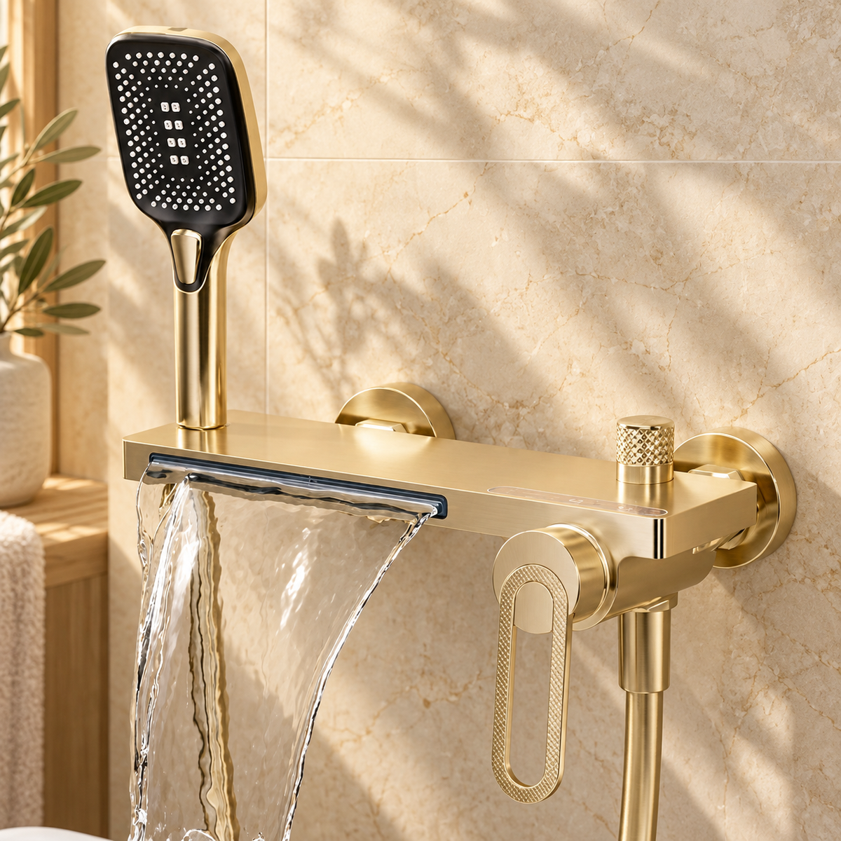 Trento Shower Head System Solid Brass with Shelf