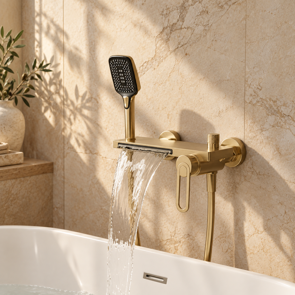 Trento Shower Head System Solid Brass with Shelf
