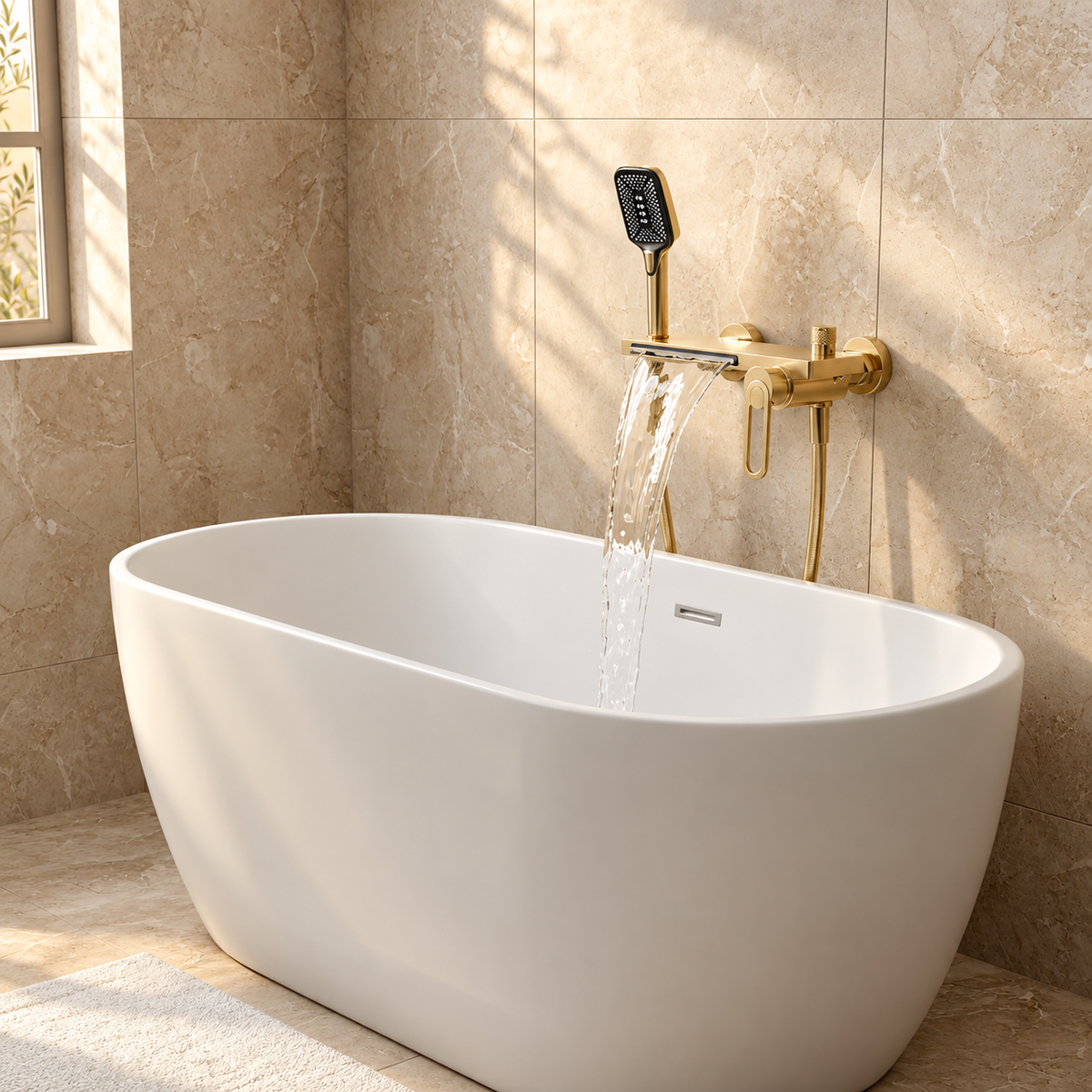 Trento Shower Head System Solid Brass with Shelf