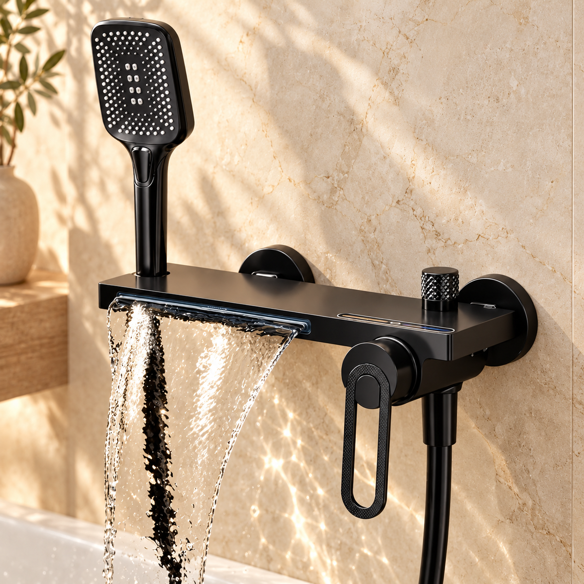 Trento Shower Head System Solid Brass with Shelf