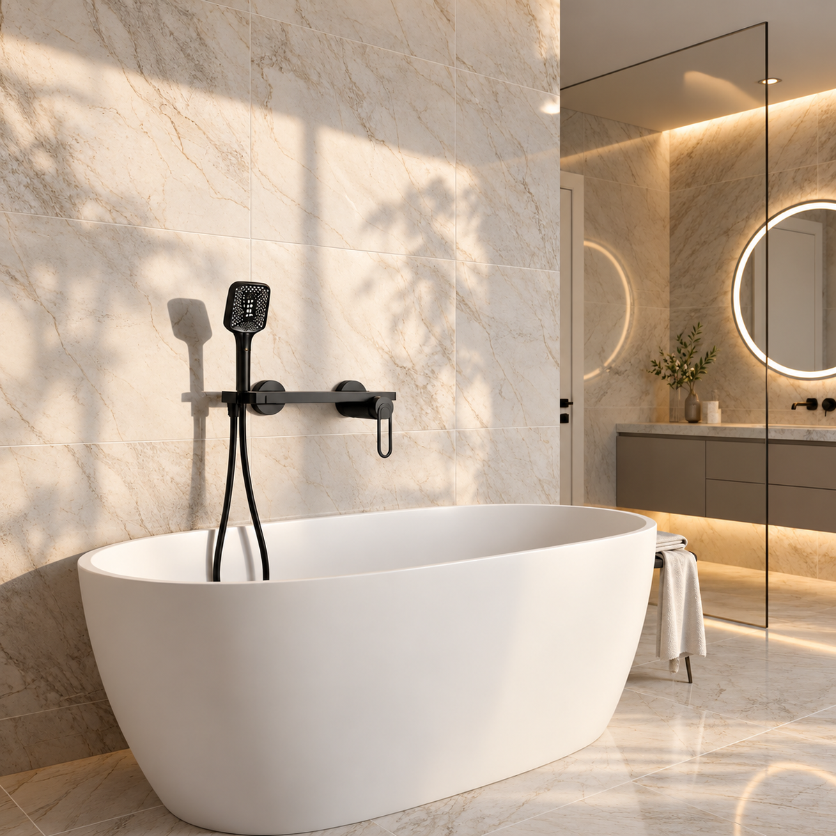 Trento Shower Head System Solid Brass with Shelf