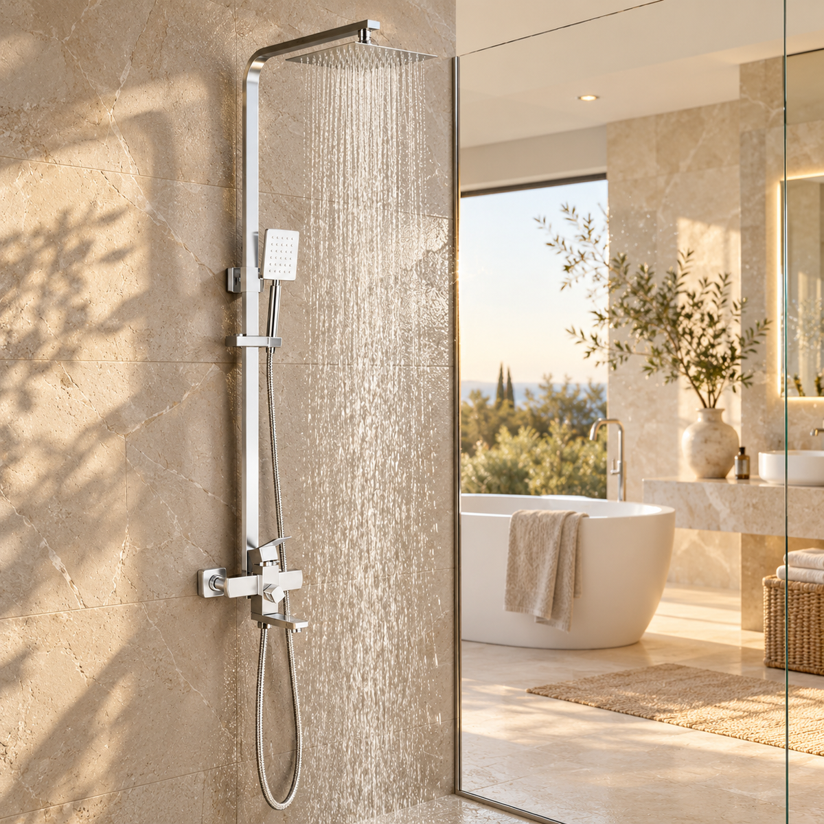 Orvieto Shower Column System Solid Brass Rainfall