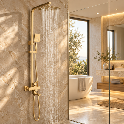 Orvieto Shower Column System Solid Brass Rainfall