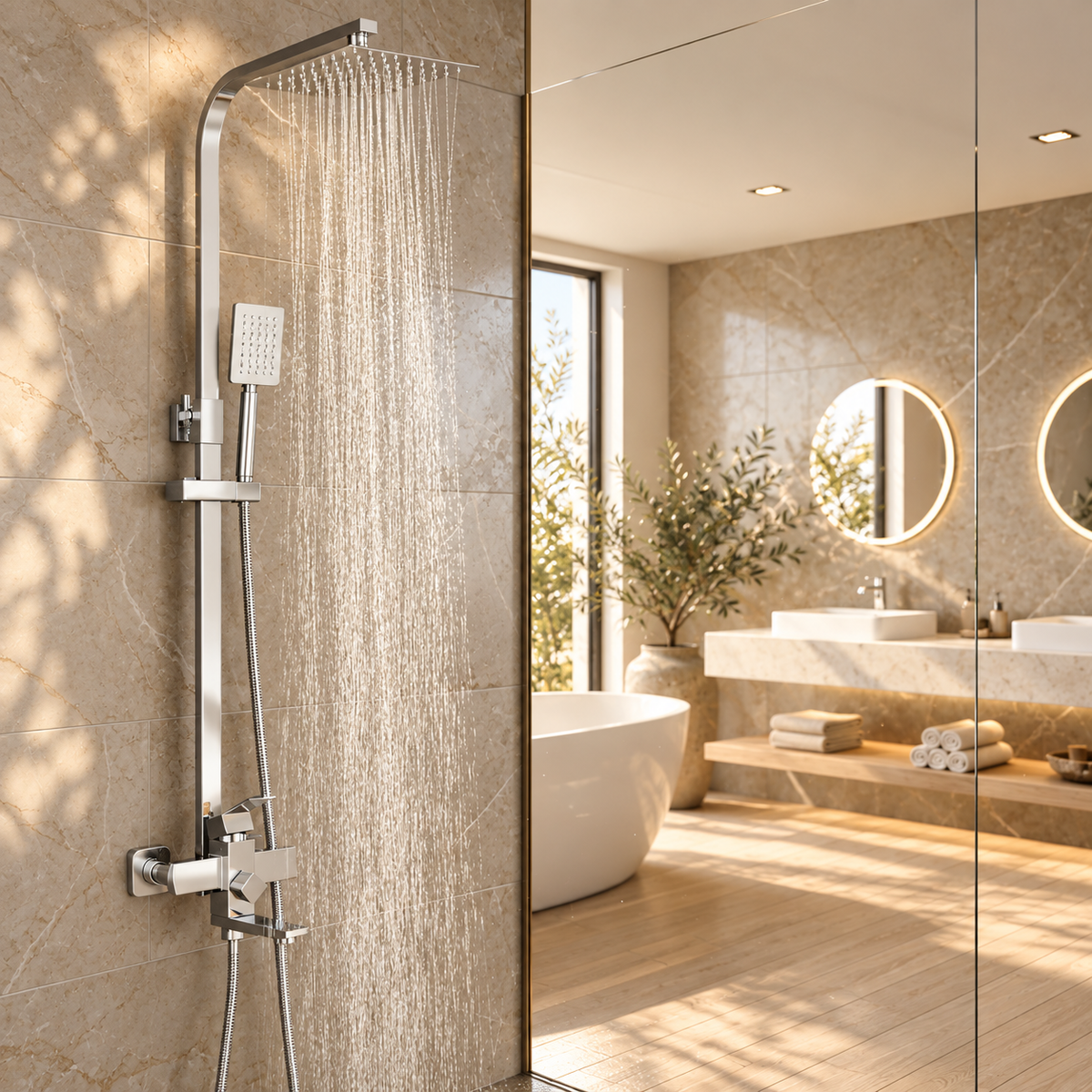 Orvieto Shower Column System Solid Brass Rainfall