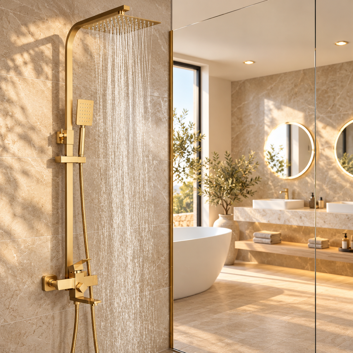 Orvieto Shower Column System Solid Brass Rainfall