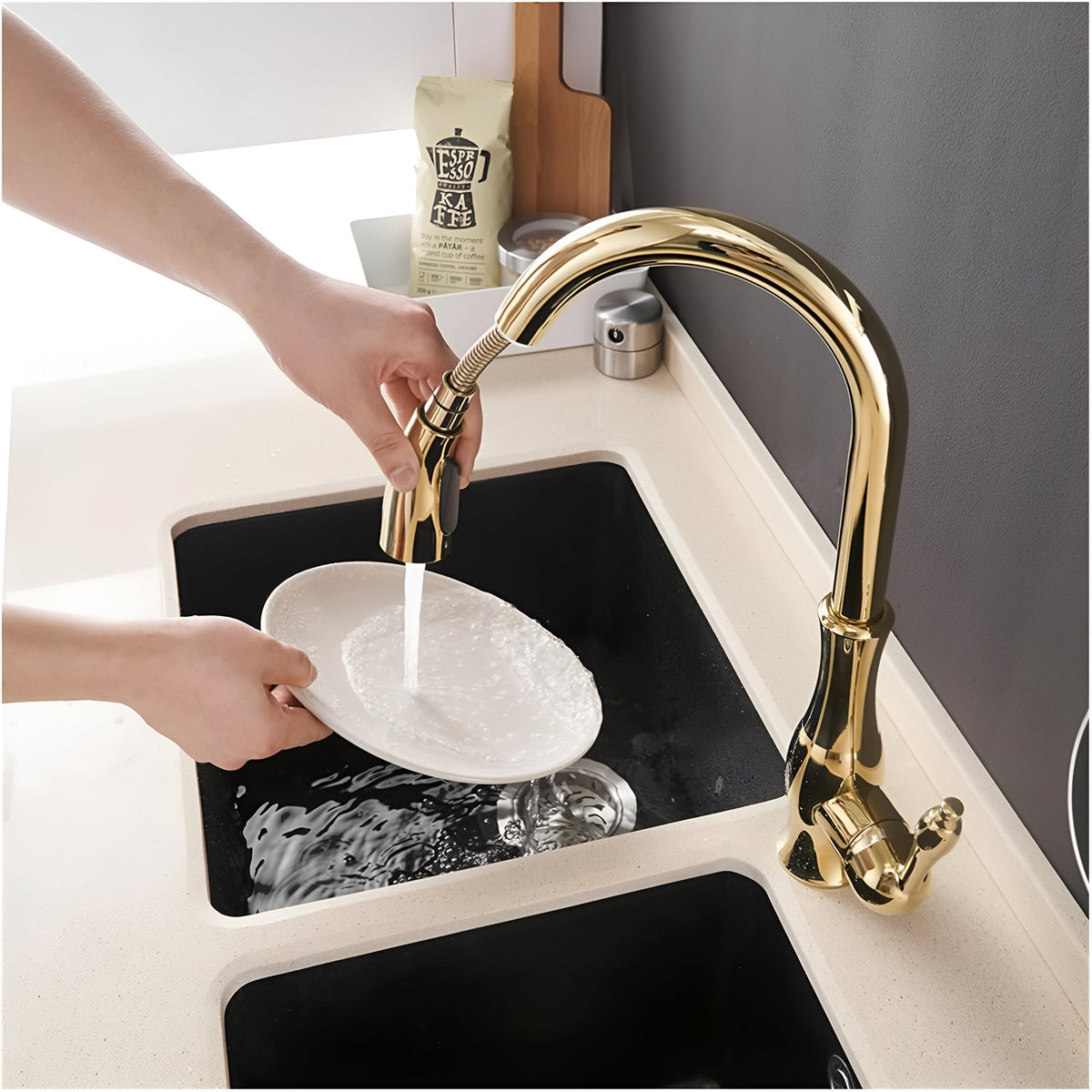 Brescia Kitchen Sink Faucet Solid Brass with Pull-Out Sprayer