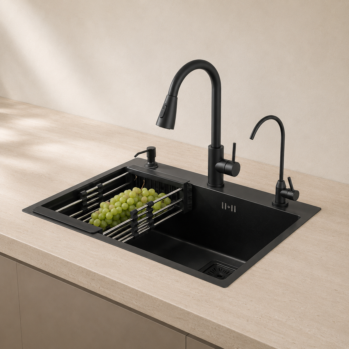 Vulcano Kitchen Sink Stainless Steel Workstation with Faucet
